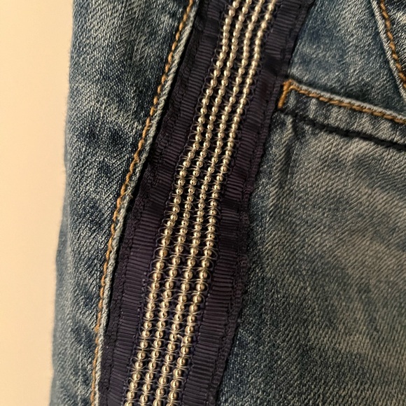 Kids Next UK Girls Jean Shorts with side beading and distress. - Picture 7 of 8